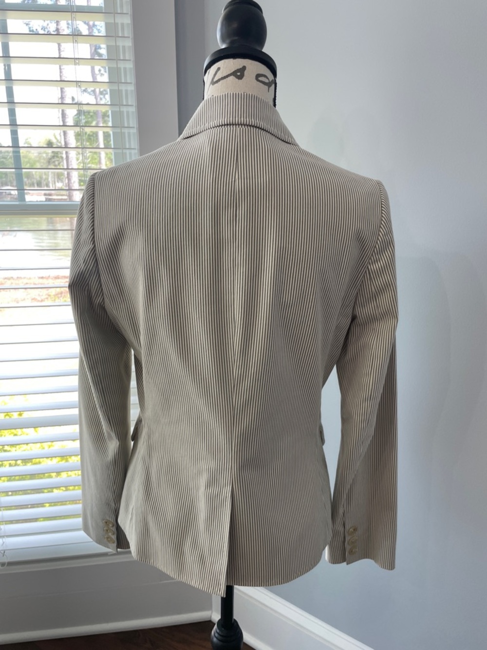 Banana Republic Cream and Kahki Pinstripe Tailored Blazer - Picture 2 of 5